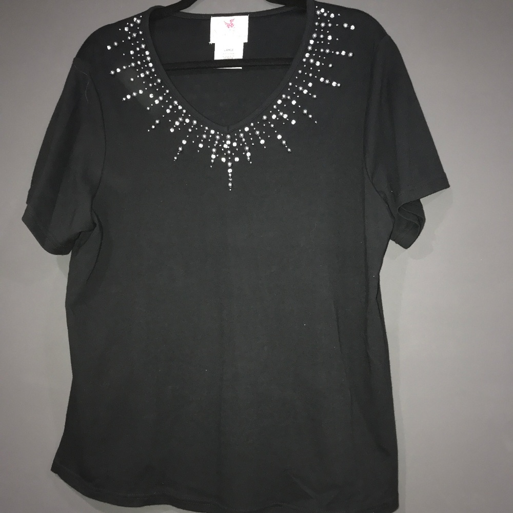 Black Tee with Jewels